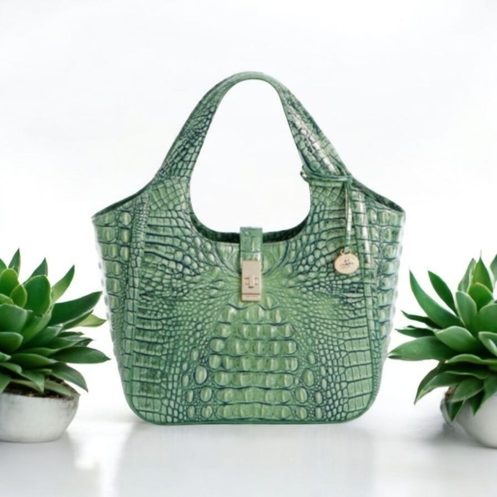 💚▪️Brahmin ▪️Small Carla Agave Melbourne Leather Shoulder Bag